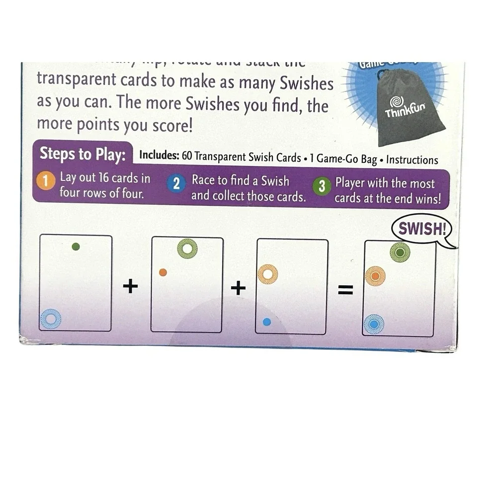 ThinkFun Swish Card Game Ages 8+ Transparent Cards Family Fun‎